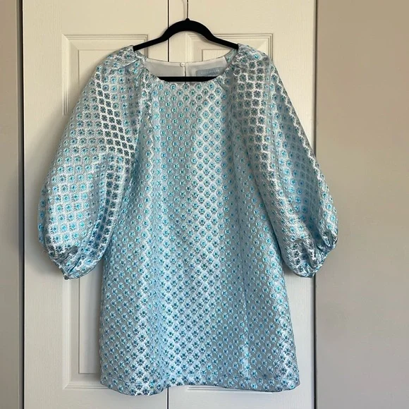 Hill House Snowflake Blue Jacquard Mini Dress Araminta size small - Picture 1 of 6